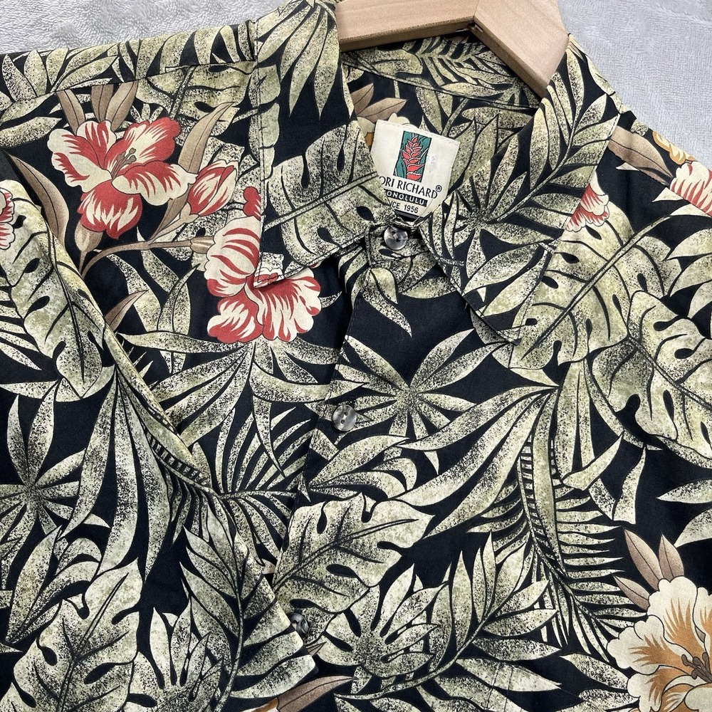 Tori Richards Honolulu‎ Button Down Large Floral Hawaiin Cotton Lawn USA Vintage